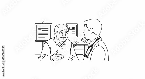 Doctor discusses medical results with a smiling patient in a consultation room