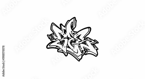Stylized graffiti letters forming an abstract, energetic burst shape
