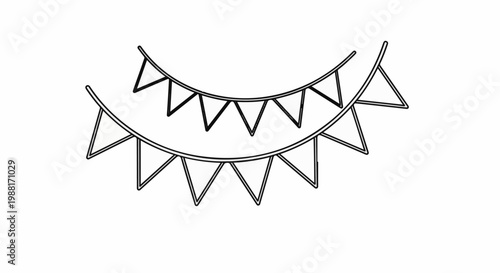 Decorative bunting with triangular flags strung on lines for celebrations