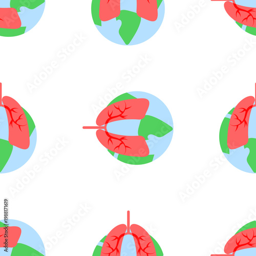 Lungs overlaid on planet earth representing asthma day concepts isolated on transparent background