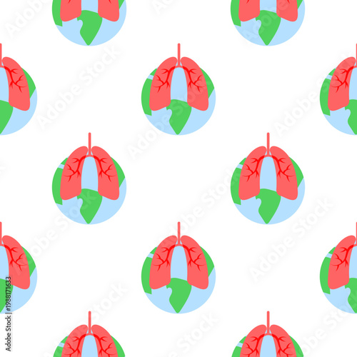 Human lungs connected to a globe symbolizing asthma day awareness isolated on transparent background