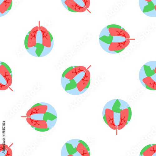 Stylized lungs integrated with planet Earth pattern for asthma awareness day on transparent background