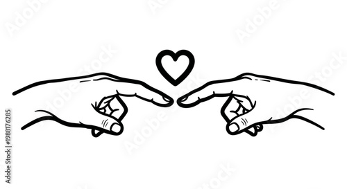 Hands touching with heart symbol love unity connection concept design