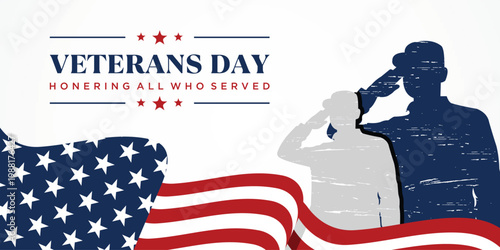 Veterans day poster. Veteran's day illustration with american flag, 11th November, Vector illustration