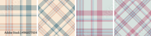 Autumn and spring seamless plaid pattern set. tartan checkered fabric fashion texture background.