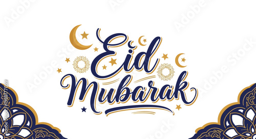 Eid Mubarak festive Islamic greeting text.