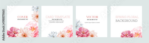 Spring season arrangement flat lay postcard style on background white
