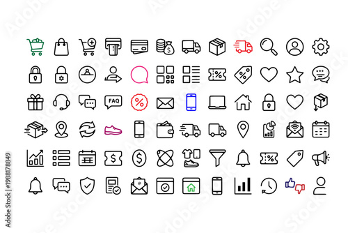 Ecommerce Business Minimalist Icon Sheet