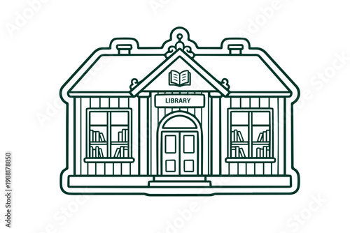Minimalist Icon of a Library