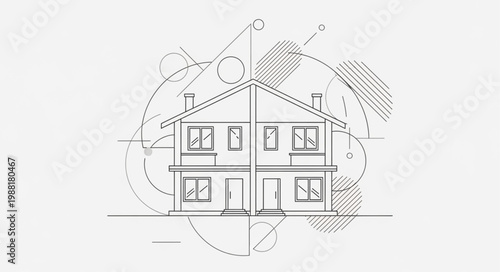 Architectural drawing of a residential house blueprint.