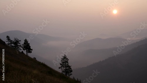 Southern Urals, Southern Kraka ridge in summer: sunrise in the mountains.