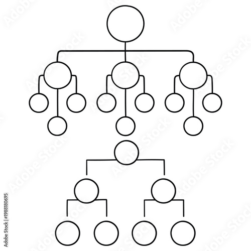 Hand-drawn doodle set of hierarchies on a white background.