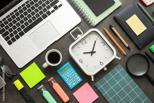 Alarm clock with laptop, cu...