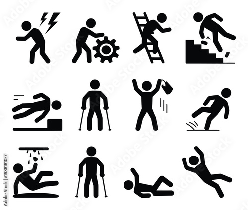 Injury and Accident Vector Icons Set