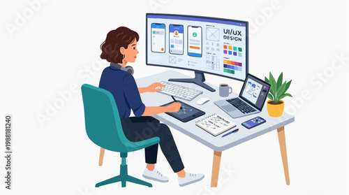 A dedicated designer meticulously crafts an intuitive interface, seamlessly blending creativity and technology to shape the digital world.