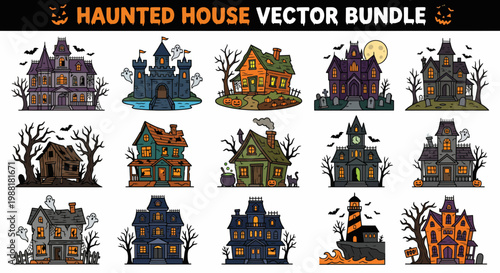 Spooky Haunted Houses Vector Collection for Halloween and Horror Themes