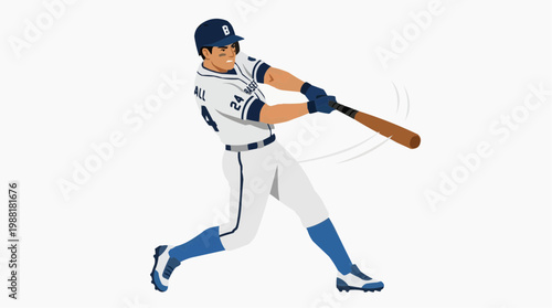 Dynamic baseball player swings with focused intensity, poised to strike the ball, embodying the essence of athleticism and competitive spirit. 