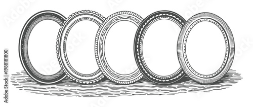 Vintage Ornate Oval Frames Vector Illustration