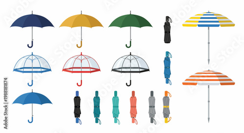 Variety of Rain and Sun Umbrellas Foldable, Clear, and Beach Designs for Protection