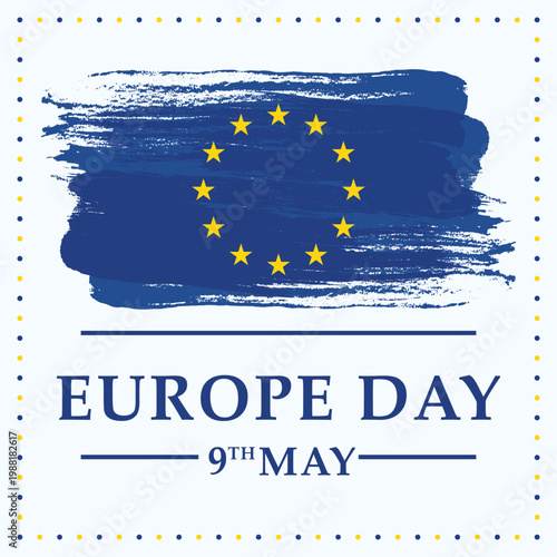European union flag with stars and text commemorating europe day