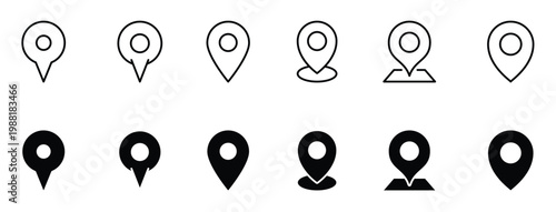 Map Pin Icon Set. Location Marker and Navigation Point Concept