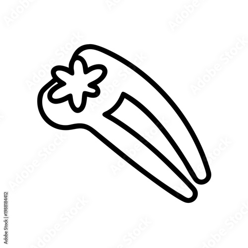 Hair clip icon black outline on transparent background vector graphic