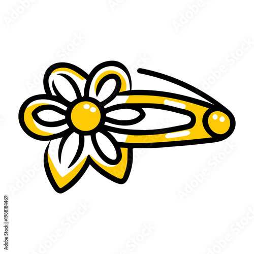 Decorative hair clip cartoon style yellow on transparent background vector