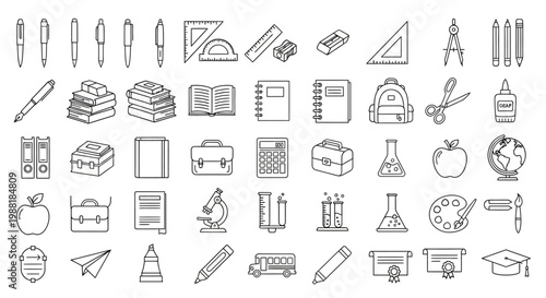 Education icons and school supplies.