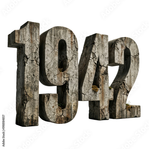 Obraz na płótnie Concrete numbers 1942 isolated on transparent background