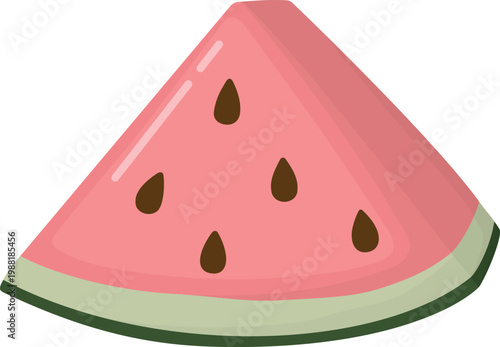 Illustration with slice of watermelon. Summer sweet fruit isolated on white