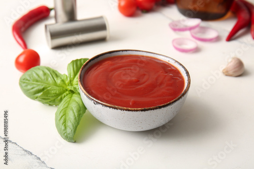 Bowl of tasty tomato sauce ...