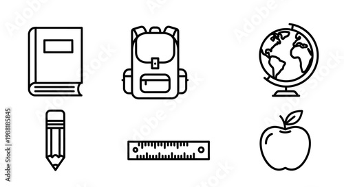 School objects and education tools.