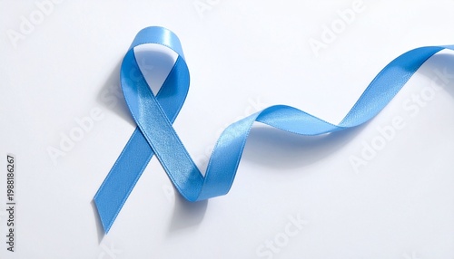 A light blue awareness ribbon symbolizing support and solidarity against a clean white background.