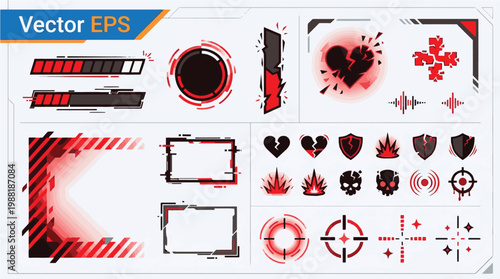 Low Health Warning UI – FPS Critical State HUD Vector