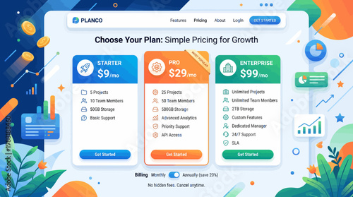 Business pricing plan comparison page.