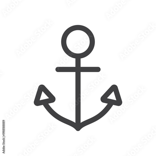 Outline anchor icon isolated flat style design