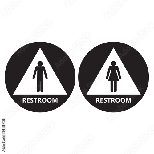 Round women and men restroom signs isolated on a white background