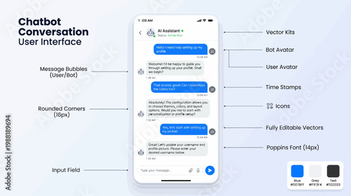 Smartphone chatbot conversation user interface.
