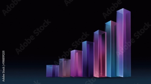Free Download Abstract Colorful Graphical Representation of Growing Bar Chart on Dark Background for Business and Financial Visualization - GFXLoad