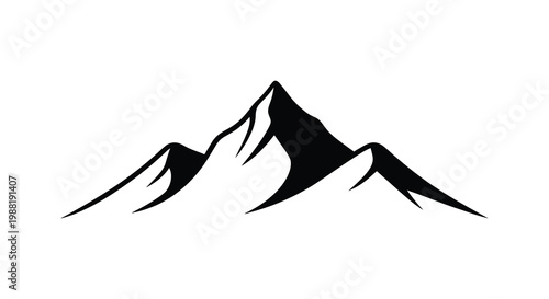 Dramatic mountain range composition presented as a striking black graphic silhouette