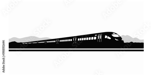 High-Speed Intercity Train in Motion Vector Silhouette