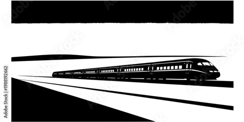 High-Speed Intercity Train in Motion Vector Silhouette