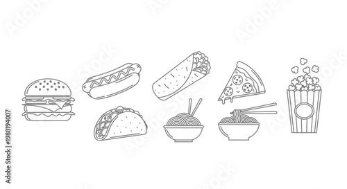 Obraz na plátně Variety of fast food items.
