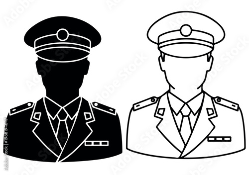  Military Officer Portrait Vector Art for Design and Coloring