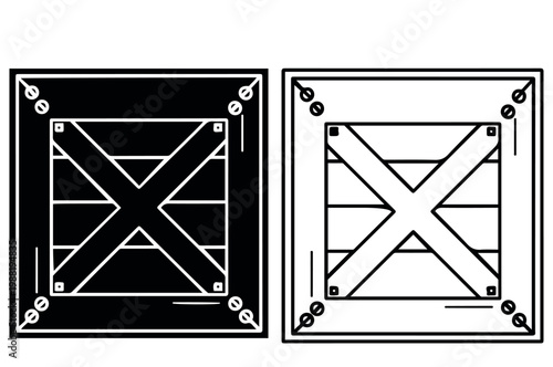  Wooden Crate Icon Shipping Container Symbol Stock Vector
