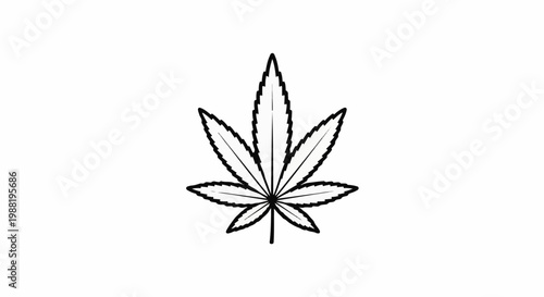 A simple line drawing of a marijuana leaf with serrated edges