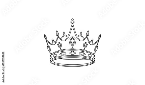 Continuous line royal crown emblem vector luxury king symbol minimalist outline sketch design