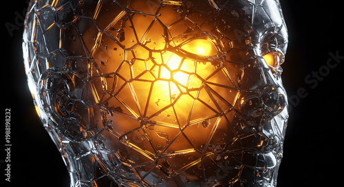 Abstract Glass Head with Radiant Light Breaking Through