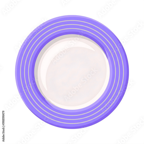 Purple Rimmed White Dinner Plate