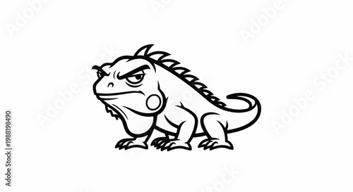 Cartoon iguana with angry face and spiky crest